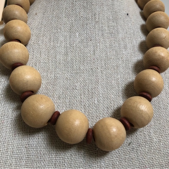 Vintage natural wood bead necklace minimalist boho festival - Picture 8 of 9